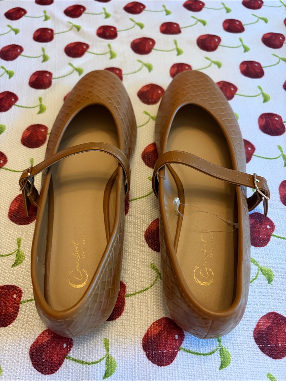Women's Mary Jane Ballet Flats in Cognac Brown